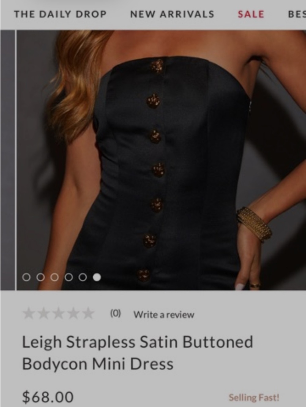 Vici Leigh Strapless Satin Buttoned Bodycon Mini Dress vici doll